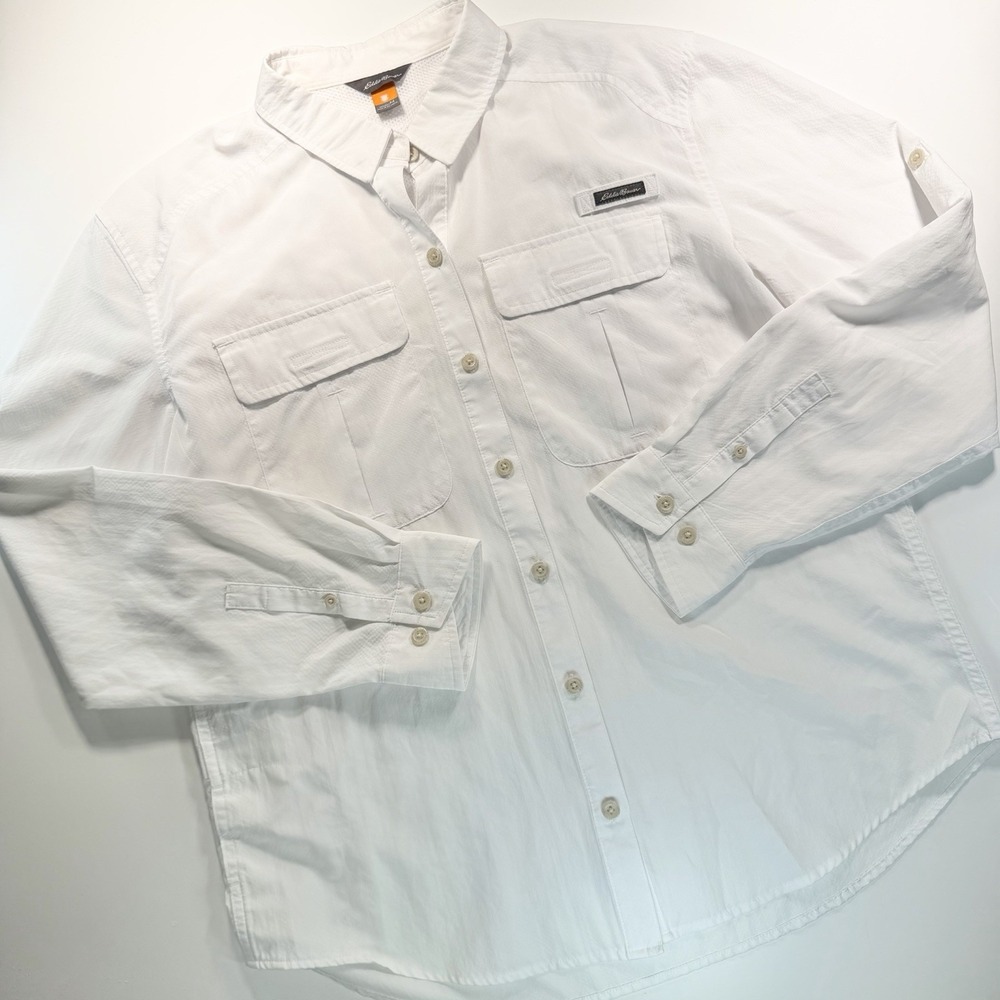Eddie Bauer Women's Dry Fit Breathable Long Sleeve Button Up White Medium - Picture 2 of 12